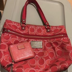 Coach poppy pink bag & coach pink wallet
